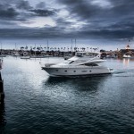 Sailing out of Newport Harbor, drone photo