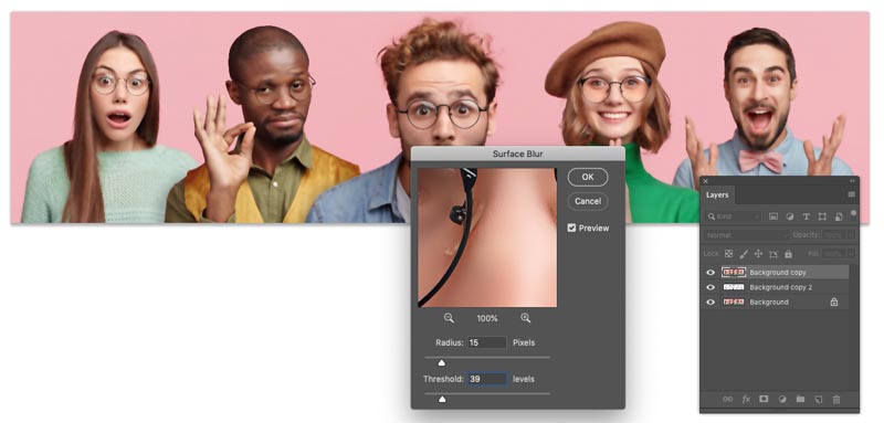 surface blur in Photoshop 