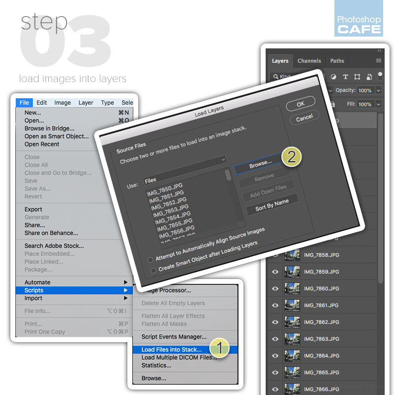 how to automatically load multiple images into layers in photoshop 