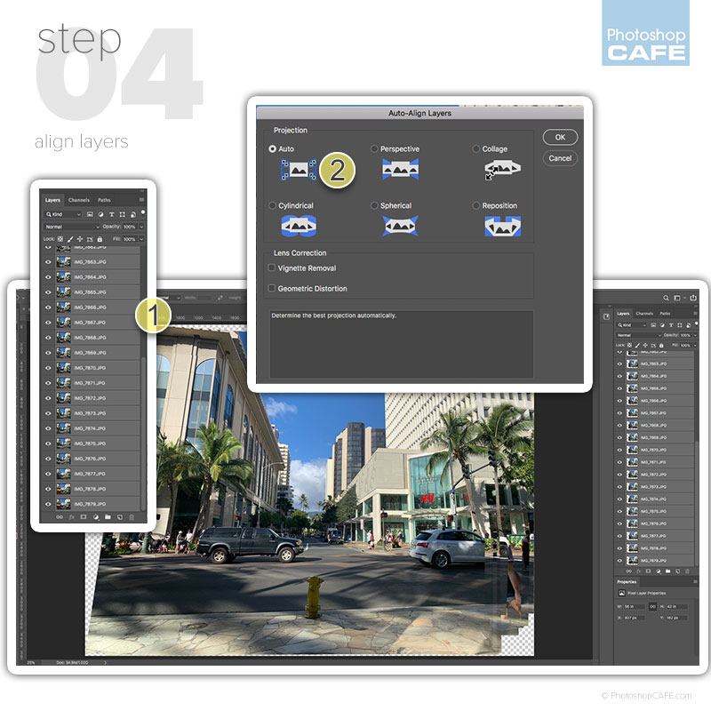 Automatically aligning layers in Photoshop 