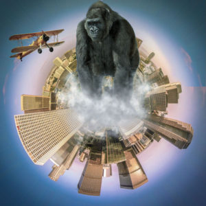 How to make a video game cover in Photoshop: tiny city photoshop composite