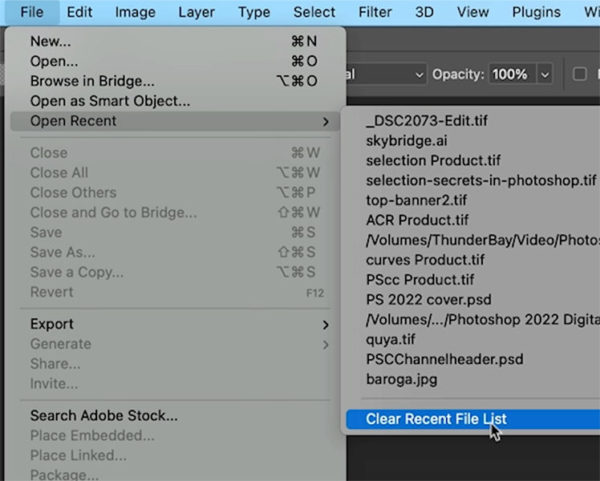 How to clear recent files from Photoshop Home Screen - PhotoshopCAFE