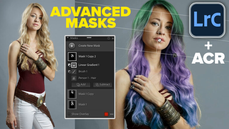 How to change hair color in Lightroom with masks. Ombre hair effect and advanced masks.
