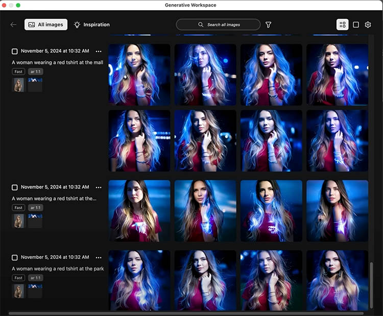 Photoshop Generative Workspace interface screenshot