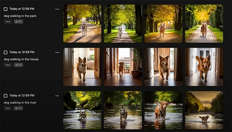 Dog walking in park image created with AI