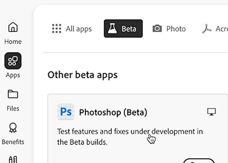 How to get photoshop beta