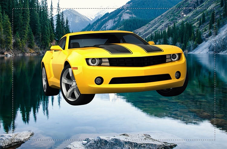 rectangular selection around a car in Photoshop