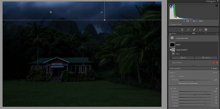 changing day to night in lightroom