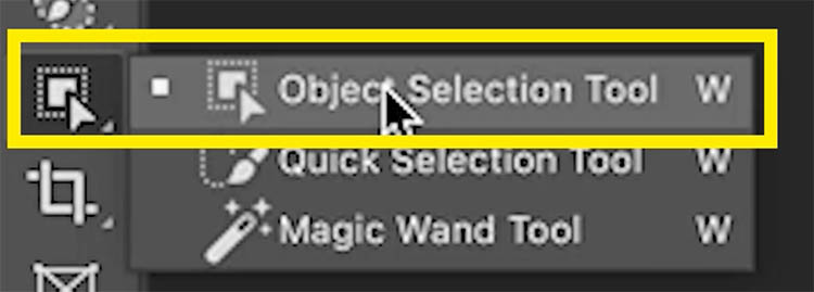 Where the Object selection tool is in Photoshop 