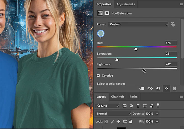 adding color into black using photoshop