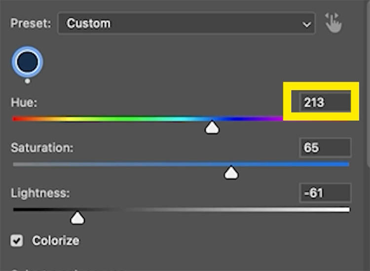 THe hue amount