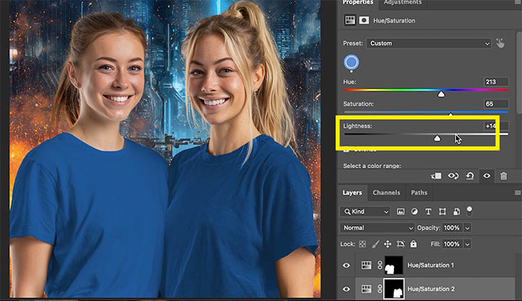 Use brightness to match 2 colors in Photoshop