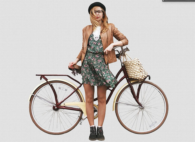 result of cutting out a person in photoshop