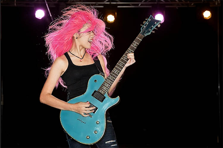 Flux Context Pro results with blue guitar and realistic hair