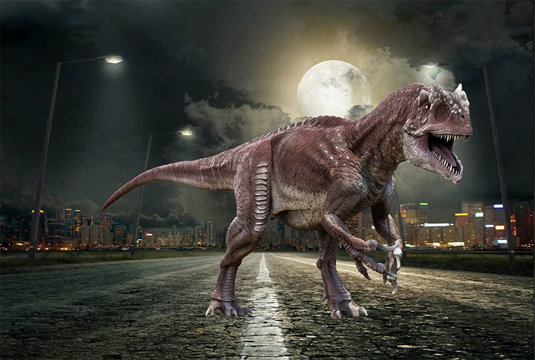 dinosaur sized against the background