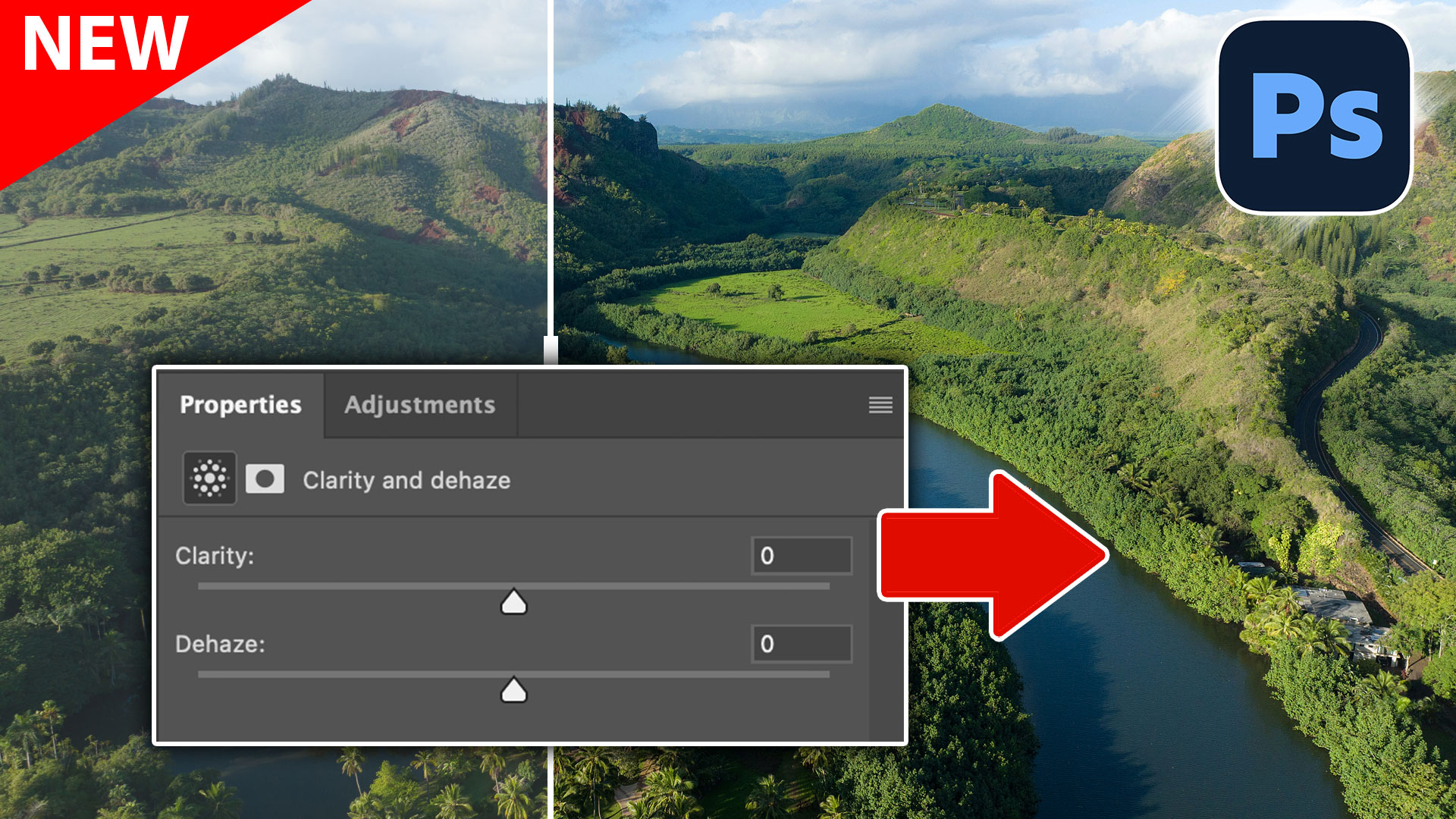 Clarity and Dehaze adjustment layers in Photoshop
