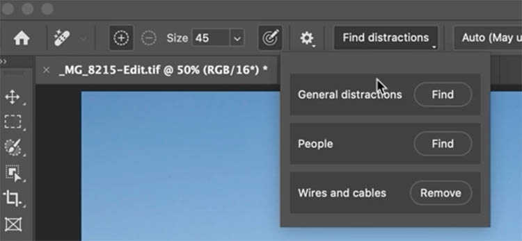 choose general distractions in the remove tool