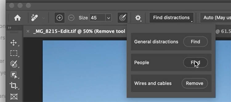 choose remove people in photoshop