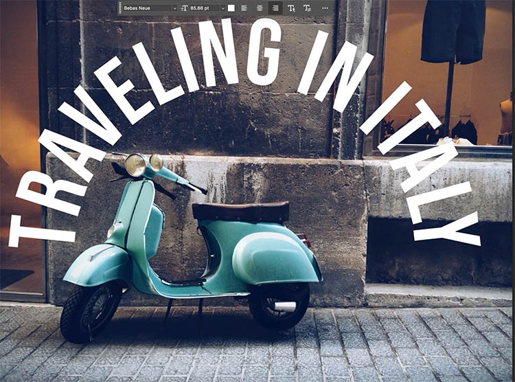 the text is changed to an arch