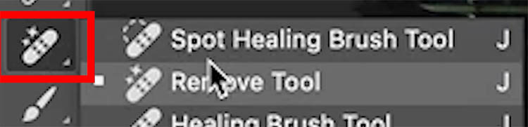 Selecting the Remove tool in the Photoshop toolbar