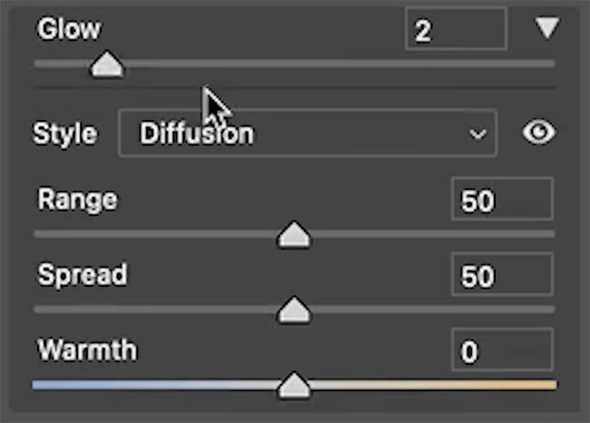Glow controls inside Adobe Camera Raw