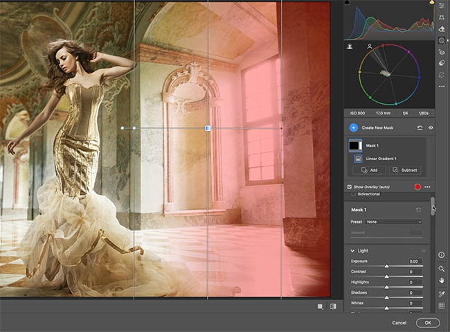 Gradient mask limiting a glow effect